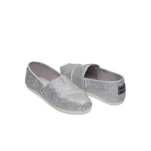 Toms youth sz 2 classic silver iridescent glimmer